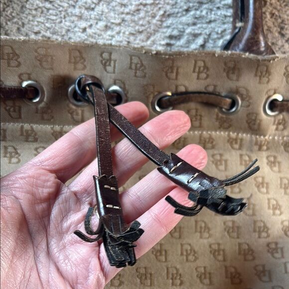 Dooney and Bourke Signature DB Leather tassel Tote Bag - Picture 15 of 15